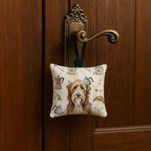 Load image into Gallery viewer, Brown Bearded Collie Coffee Bar Hanging Square Fabric Ornament 3.5 × 3.5