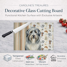 Load image into Gallery viewer, Bearded Collie Coffee Bar Glass Cutting Board