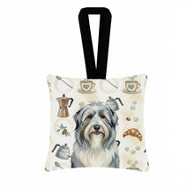 Load image into Gallery viewer, Bearded Collie Coffee Bar Hanging Square Fabric Ornament 3.5 × 3.5