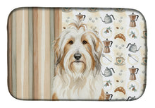 Load image into Gallery viewer, White and Tan Bearded Collie Coffee Bar Dish Drying Mat