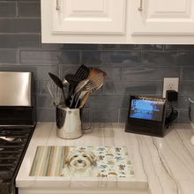 Load image into Gallery viewer, White and Tan Bearded Collie Coffee Bar Glass Cutting Board