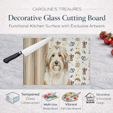 Load image into Gallery viewer, White and Tan Bearded Collie Coffee Bar Glass Cutting Board