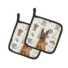 Load image into Gallery viewer, Mahogany Belgian Malinois Coffee Bar Pair of Pot Holders
