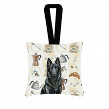 Load image into Gallery viewer, Belgian Sheepdog Groenendael Coffee Bar Hanging Square Fabric Ornament 3.5 × 3.5