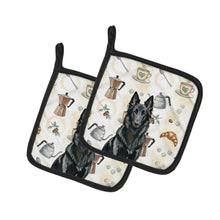 Load image into Gallery viewer, Belgian Sheepdog Groenendael Coffee Bar Pair of Pot Holders