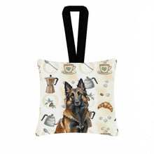 Load image into Gallery viewer, Belgian Tervuren Coffee Bar Hanging Square Fabric Ornament 3.5 × 3.5