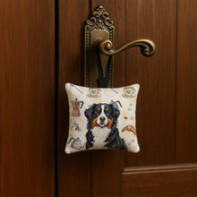 Load image into Gallery viewer, Bernese Mountain Dog Coffee Bar Hanging Square Fabric Ornament 3.5 × 3.5