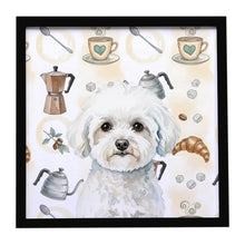 Load image into Gallery viewer, Bichon Frise Coffee Bar Framed Metal Print