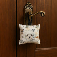 Load image into Gallery viewer, Bichon Frise Coffee Bar Hanging Square Fabric Ornament 3.5 × 3.5