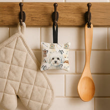 Load image into Gallery viewer, Bichon Frise Coffee Bar Hanging Square Fabric Ornament 3.5 × 3.5