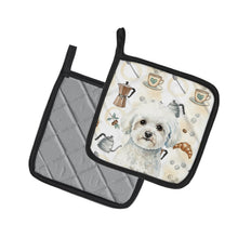 Load image into Gallery viewer, Bichon Frise Coffee Bar Pair of Pot Holders