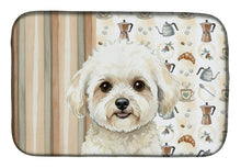 Load image into Gallery viewer, White and Cream Bichon Frise Coffee Bar Dish Drying Mat