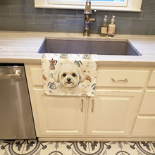 Load image into Gallery viewer, White and Cream Bichon Frise Coffee Bar Kitchen Towel