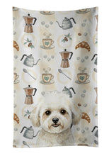 Load image into Gallery viewer, White and Cream Bichon Frise Coffee Bar Kitchen Towel