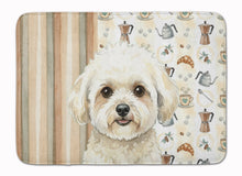 Load image into Gallery viewer, White and Cream Bichon Frise Coffee Bar Memory Foam Kitchen Mat