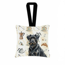 Load image into Gallery viewer, Black Russian Terrier Coffee Bar Hanging Square Fabric Ornament 3.5 × 3.5