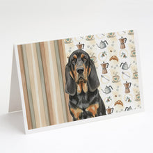 Load image into Gallery viewer, Black and Tan Bloodhound Coffee Bar Greeting Cards Pack of 8