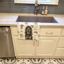 Load image into Gallery viewer, Black and Tan Bloodhound Coffee Bar Kitchen Towel