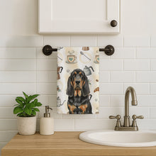 Load image into Gallery viewer, Black and Tan Bloodhound Coffee Bar Kitchen Towel