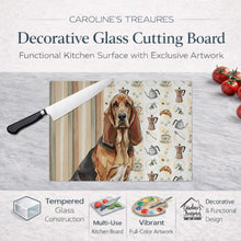 Load image into Gallery viewer, Liver and Tan Bloodhound Coffee Bar Glass Cutting Board
