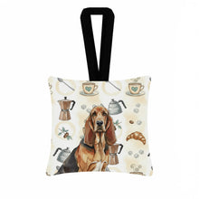 Load image into Gallery viewer, Liver and Tan Bloodhound Coffee Bar Hanging Square Fabric Ornament 3.5 × 3.5