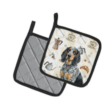Load image into Gallery viewer, Bluetick Coonhound Coffee Bar Pair of Pot Holders