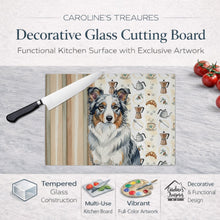 Load image into Gallery viewer, Blue Merle Border Collie Coffee Bar Glass Cutting Board