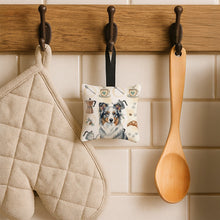 Load image into Gallery viewer, Blue Merle Border Collie Coffee Bar Hanging Square Fabric Ornament 3.5 × 3.5