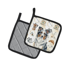 Load image into Gallery viewer, Blue Merle Border Collie Coffee Bar Pair of Pot Holders