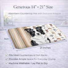 Load image into Gallery viewer, Border Collie Coffee Bar Dish Drying Mat