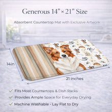 Load image into Gallery viewer, Red and White Border Collie Coffee Bar Dish Drying Mat