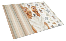 Load image into Gallery viewer, Red and White Border Collie Coffee Bar Glass Cutting Board