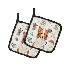 Load image into Gallery viewer, Red and White Border Collie Coffee Bar Pair of Pot Holders