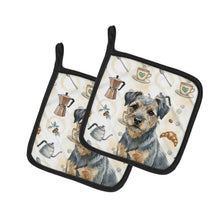Load image into Gallery viewer, Blue and Tan Border Terrier Coffee Bar Pair of Pot Holders