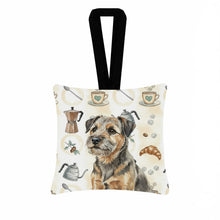 Load image into Gallery viewer, Grizzle and Tan Border Terrier Coffee Bar Hanging Square Fabric Ornament 3.5 × 3.5