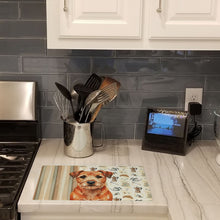 Load image into Gallery viewer, Red Border Terrier Coffee Bar Glass Cutting Board