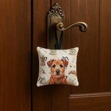 Load image into Gallery viewer, Red Border Terrier Coffee Bar Hanging Square Fabric Ornament 3.5 × 3.5