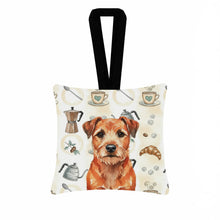 Load image into Gallery viewer, Red Border Terrier Coffee Bar Hanging Square Fabric Ornament 3.5 × 3.5