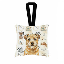 Load image into Gallery viewer, Wheaten Border Terrier Coffee Bar Hanging Square Fabric Ornament 3.5 × 3.5
