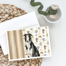 Load image into Gallery viewer, Black and White Borzoi Coffee Bar Greeting Cards Pack of 8