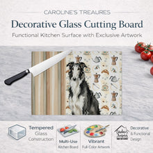 Load image into Gallery viewer, Black and White Borzoi Coffee Bar Glass Cutting Board