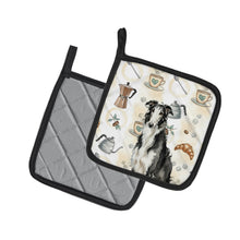 Load image into Gallery viewer, Black and White Borzoi Coffee Bar Pair of Pot Holders