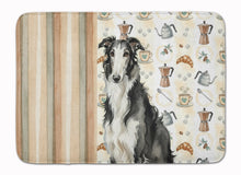 Load image into Gallery viewer, Black and White Borzoi Coffee Bar Memory Foam Kitchen Mat