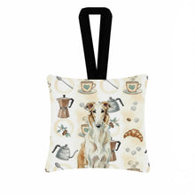 Load image into Gallery viewer, Borzoi Coffee Bar Hanging Square Fabric Ornament 3.5 × 3.5