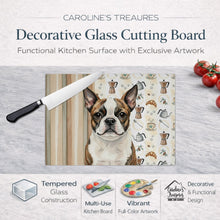 Load image into Gallery viewer, Brindle Boston Terrier Coffee Bar Glass Cutting Board
