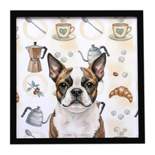 Load image into Gallery viewer, Brindle Boston Terrier Coffee Bar Framed Metal Print