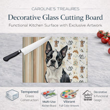 Load image into Gallery viewer, Boston Terrier Coffee Bar Glass Cutting Board