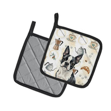 Load image into Gallery viewer, Boston Terrier Coffee Bar Pair of Pot Holders