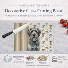 Load image into Gallery viewer, Gray Bouvier des Flandres Coffee Bar Glass Cutting Board