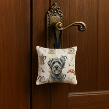Load image into Gallery viewer, Gray Bouvier des Flandres Coffee Bar Hanging Square Fabric Ornament 3.5 × 3.5